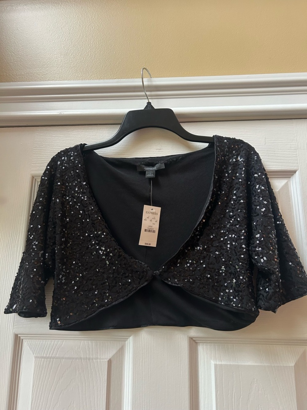 NWT Express Black Sequin Cropped Bolero Jacket/Shrug